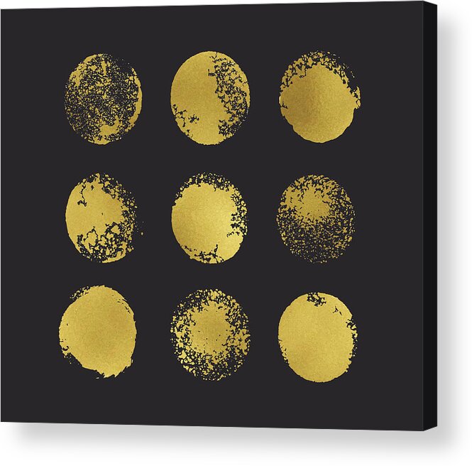 Hipster Acrylic Print featuring the digital art Golden Glitter Circles Boho Chic Style by Mariaarefyeva