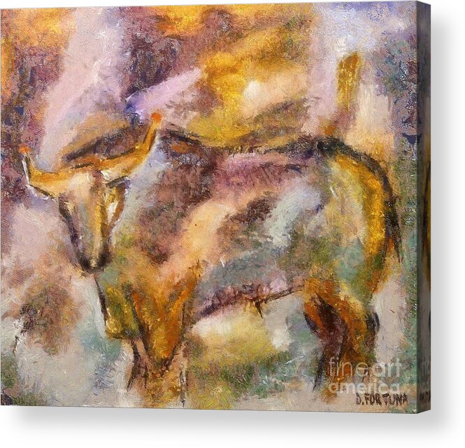 Bull Acrylic Print featuring the painting Istrian bull - Boshkarin by Dragica Micki Fortuna