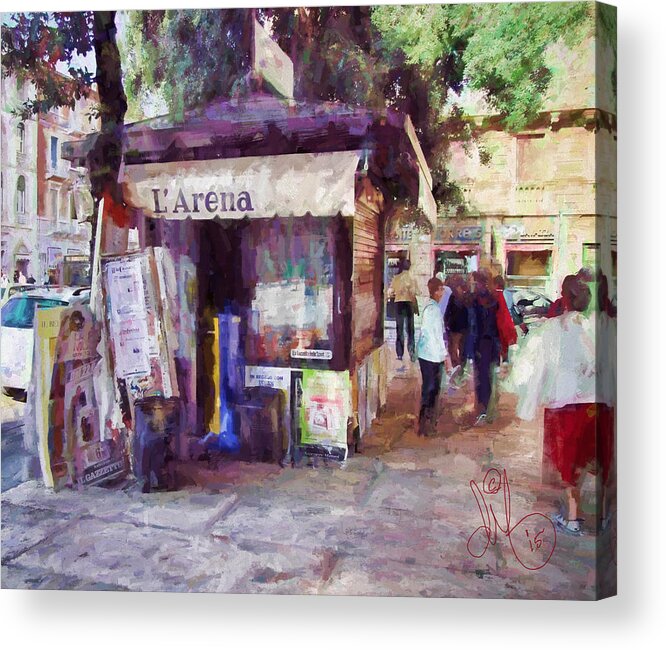 Italy Acrylic Print featuring the digital art Italian News Stand by David Francey