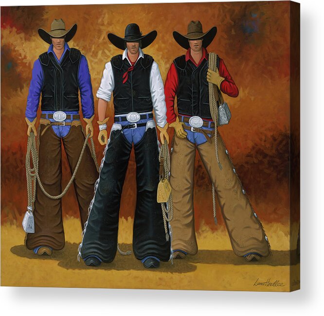 Eight Seconds Acrylic Print featuring the painting Let's Ride by Lance Headlee