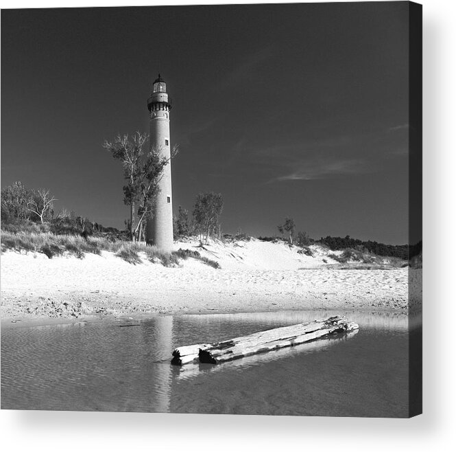 Lighthouse Acrylic Print featuring the photograph Litle Sable Light Station - Film Scan by Larry Carr