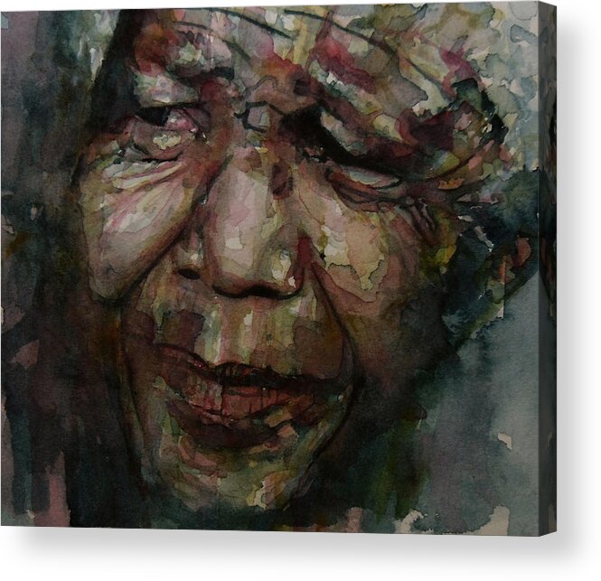 Mandela Acrylic Print featuring the painting Mandela  by Paul Lovering