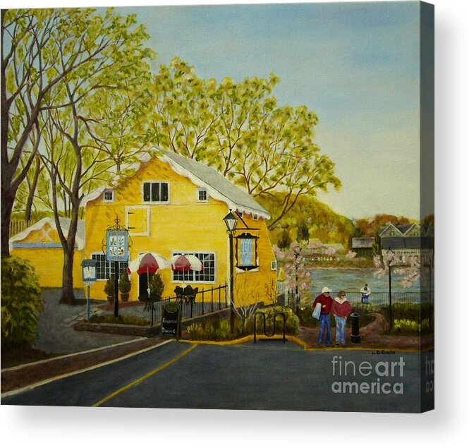 Restaurant Acrylic Print featuring the painting Martine's Riverhouse by Lynda Evans