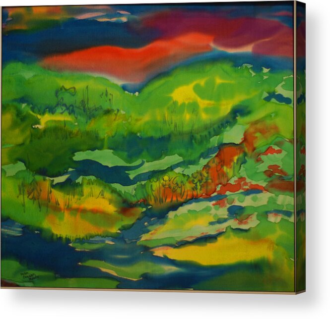 Silk Acrylic Print featuring the painting Mountain Streams by Susan Moody