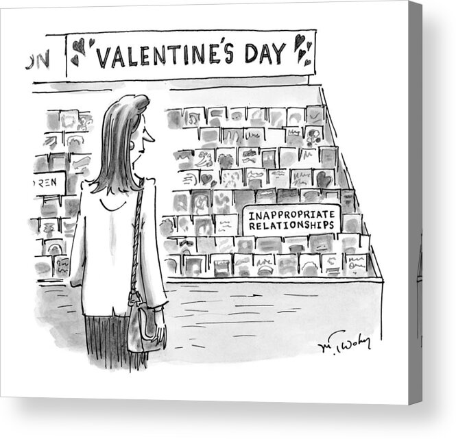 Valentines Acrylic Print featuring the drawing New Yorker February 15th, 1999 by Mike Twohy