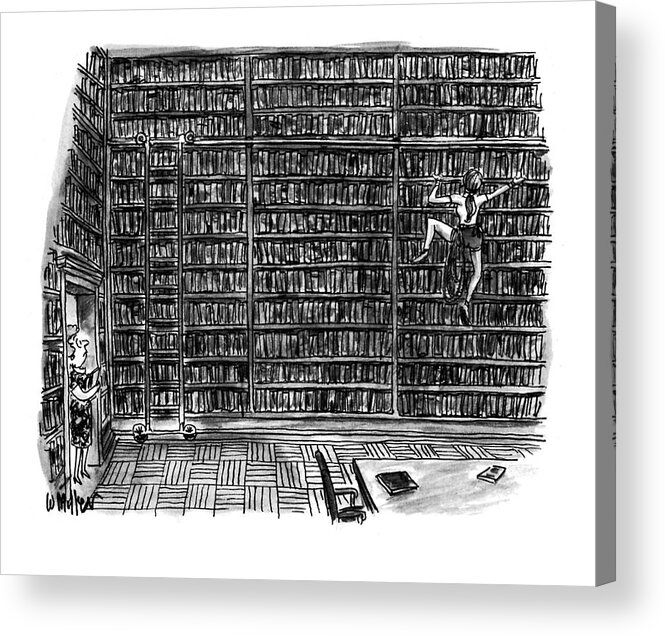(a Librarian Watches As A Young Woman Climbs The Shelves Of The Library Without Using A Ladder.)
(huge Library Room Acrylic Print featuring the drawing New Yorker October 10th, 1994 by Warren Miller
