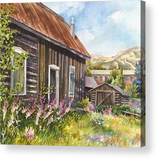 Old Cabin Painting Acrylic Print featuring the painting Old Breckenridge by Anne Gifford