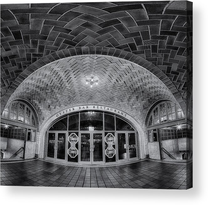 Empire State Acrylic Print featuring the photograph Oyster Bar BW by Susan Candelario