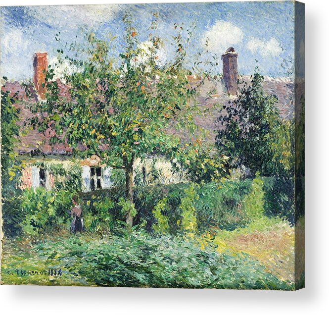 Camille Pissarro Acrylic Print featuring the painting Peasant House at Eragny by Camille Pissarro
