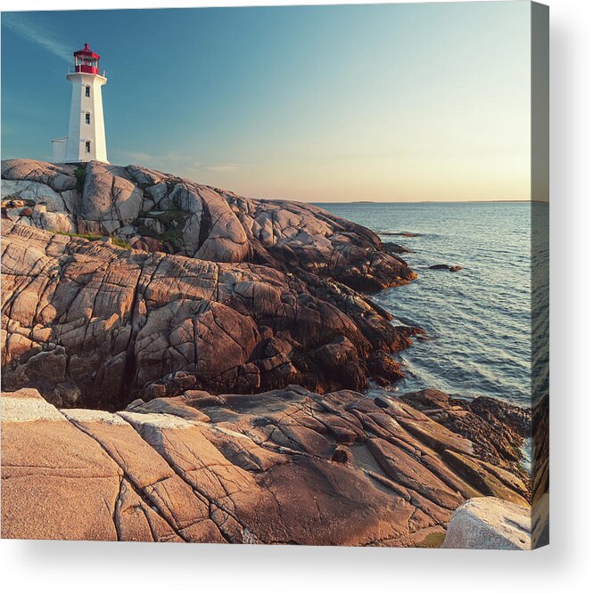 Water's Edge Acrylic Print featuring the photograph Peggys Cove Light by Shaunl