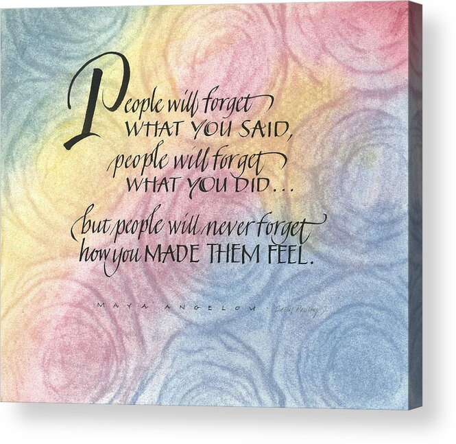 Quote Acrylic Print featuring the drawing People Will Forget by Sally Penley