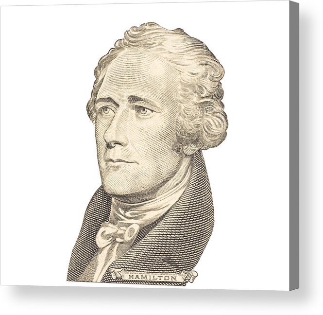 Alexander Hamilton Acrylic Print featuring the photograph Portrait of Alexander Hamilton on White Background by Keith Webber Jr