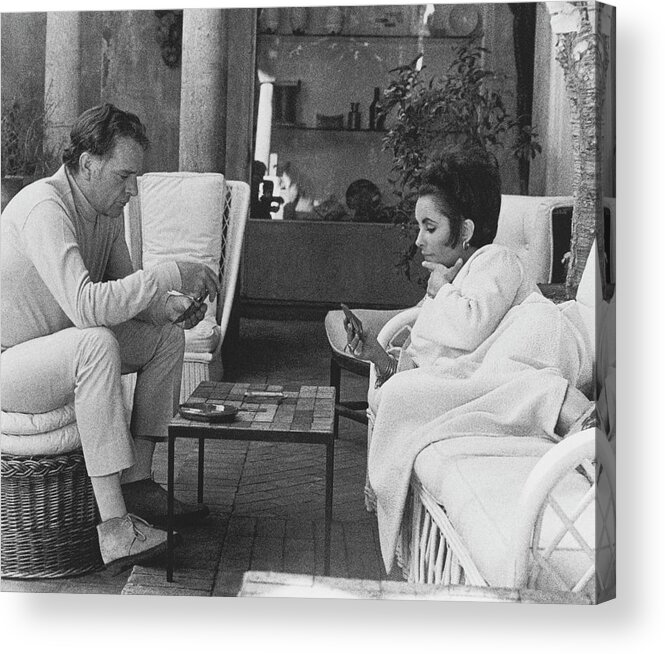 Actor Acrylic Print featuring the photograph Richard Burton And Elizabeth Taylor Playing Gin by Henry Clarke