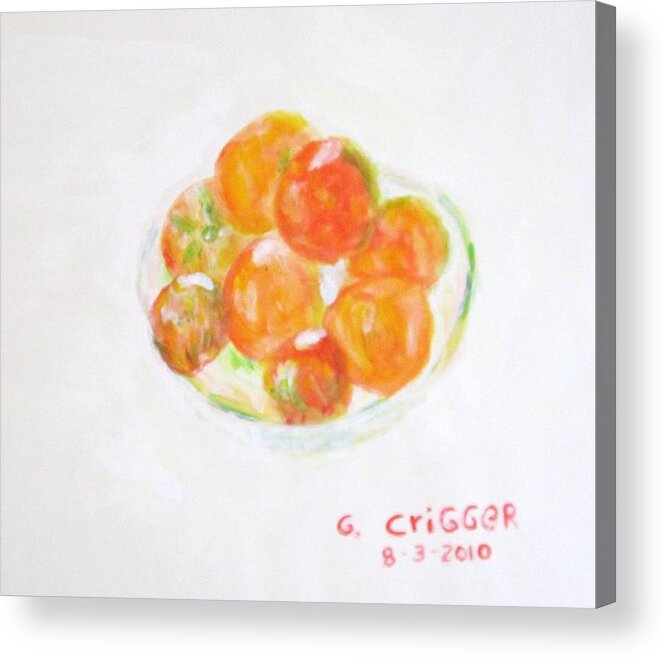 Landscape Acrylic Print featuring the painting Ripening Tomatoes by Glenda Crigger