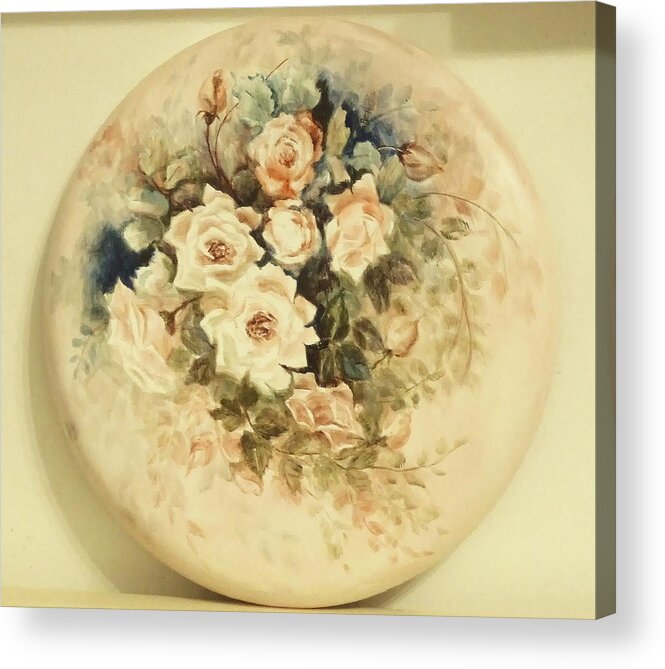 Flowers Acrylic Print featuring the painting Rose in white by Patricia Rachidi