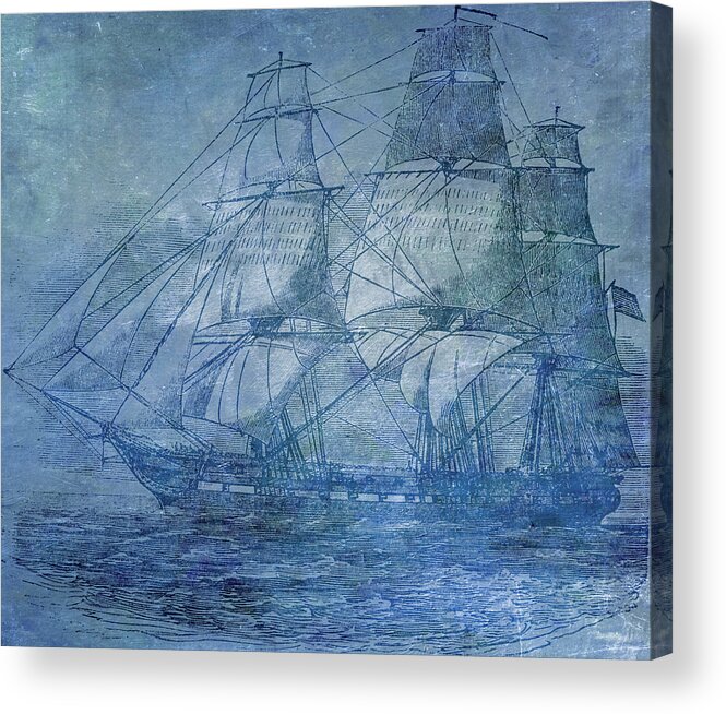 Ocean Acrylic Print featuring the digital art Ship 2 by Angelina Tamez