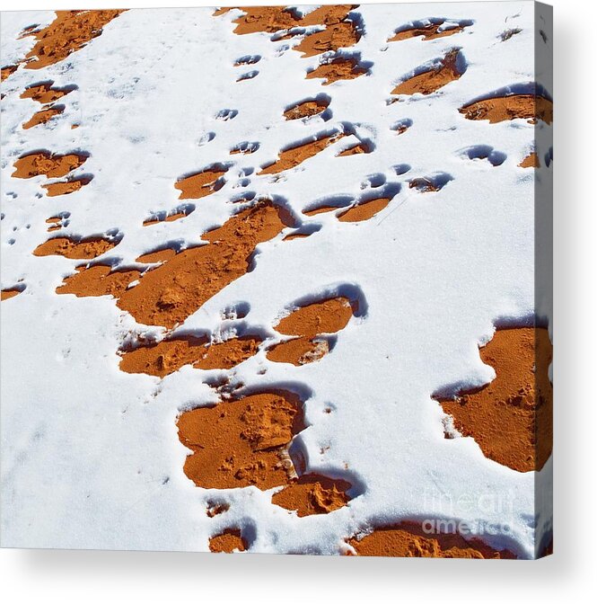 Landscape Acrylic Print featuring the digital art Snow on Dunes by Tim Richards