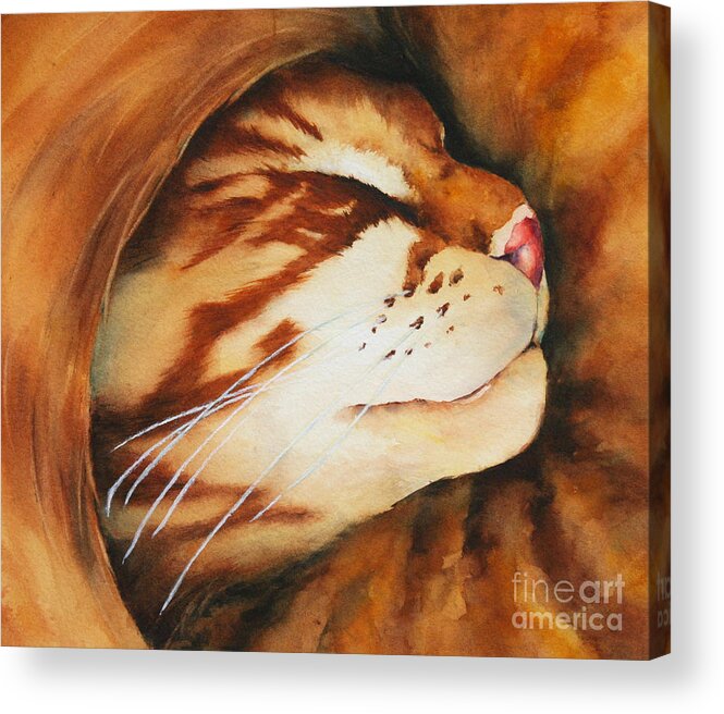 Cat Acrylic Print featuring the painting Spiral Cat by Glenyse Henschel