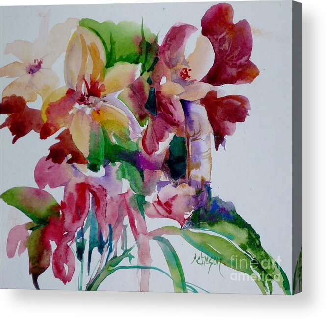 Spring Acrylic Print featuring the painting Spring flowers by Donna Acheson-Juillet