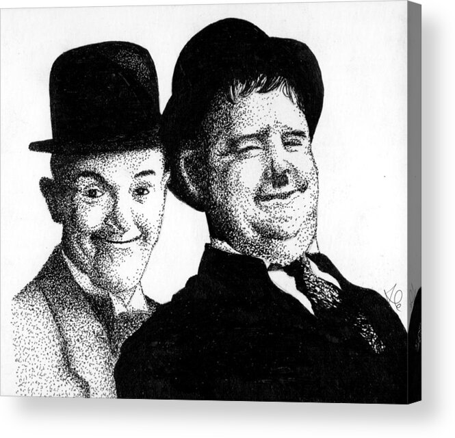 Stan Laurel Acrylic Print featuring the drawing Stan and Oliver by Alessandro Della Pietra