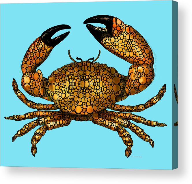 Crab Acrylic Print featuring the painting Stone Rock'd Stone Crab by Sharon Cummings by Sharon Cummings