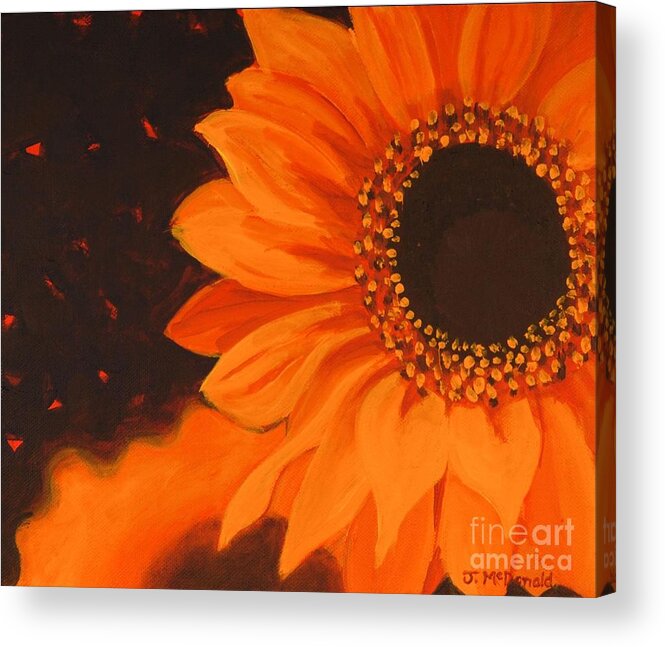 Sunflowers Acrylic Print featuring the painting Sunflower Mystique by Janet McDonald