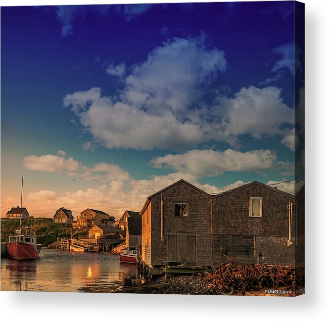 Peggy's Cove Acrylic Print featuring the photograph Sunset at Peggy's Cove 05 by Ken Morris