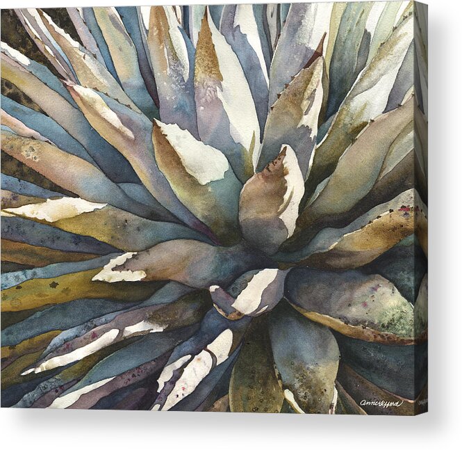 Yucca Plant Painting Acrylic Print featuring the painting Sunstruck Yucca by Anne Gifford