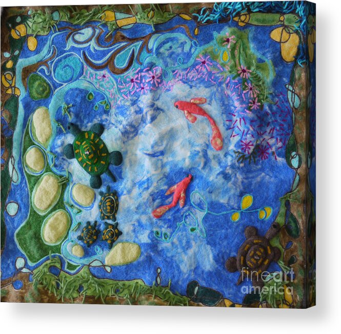 Pond Acrylic Print featuring the painting The Pond by Heather Hennick