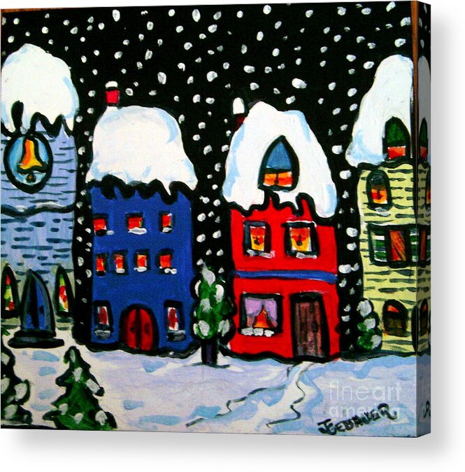 Old Village Scene Acrylic Print featuring the painting The Village by Joyce Gebauer
