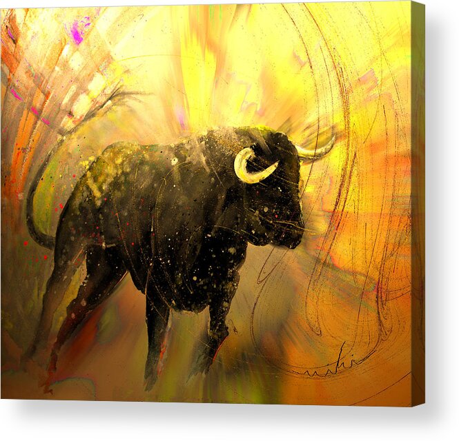 Animals Acrylic Print featuring the painting Toro Solo 02 by Miki De Goodaboom