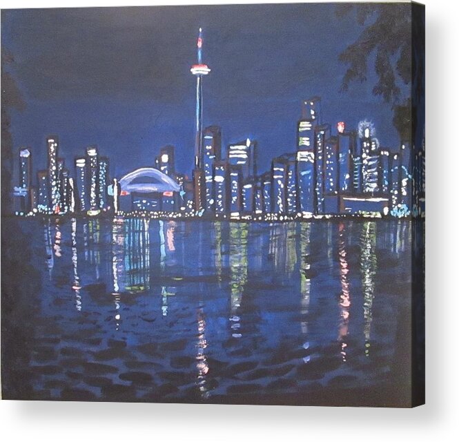 City Acrylic Print featuring the painting Toronto by Night by Jennylynd James