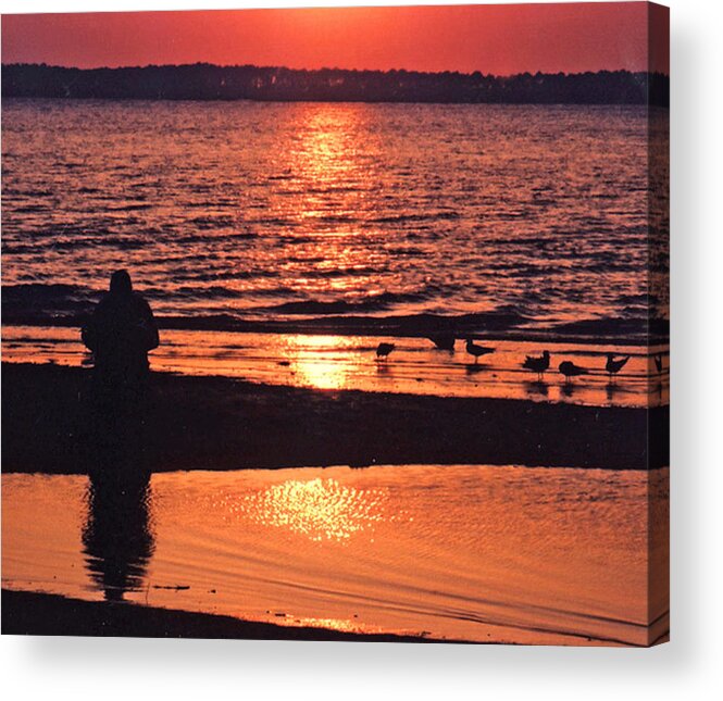 Beach Landscape At Sunse Acrylic Print featuring the photograph Vespers by Edward Shmunes