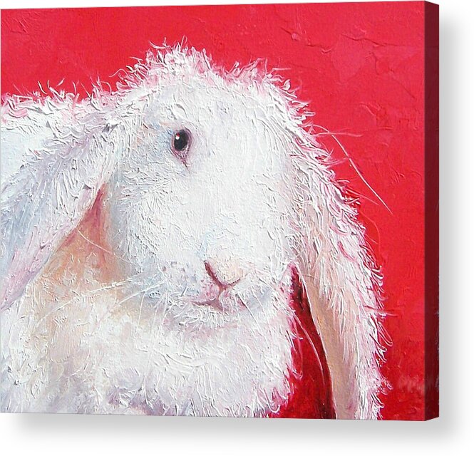 Bunny Acrylic Print featuring the painting White Rabbit Painting by Jan Matson