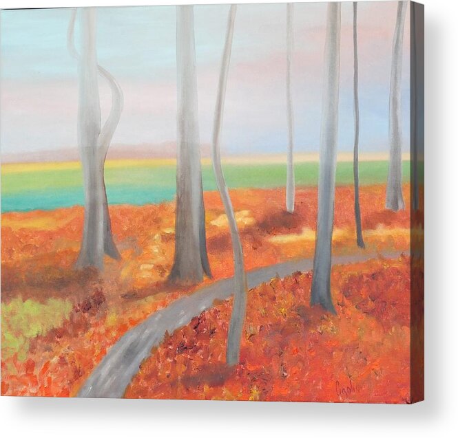 Landscape Acrylic Print featuring the painting Woodland Path by Gloria Cigolini-DePietro
