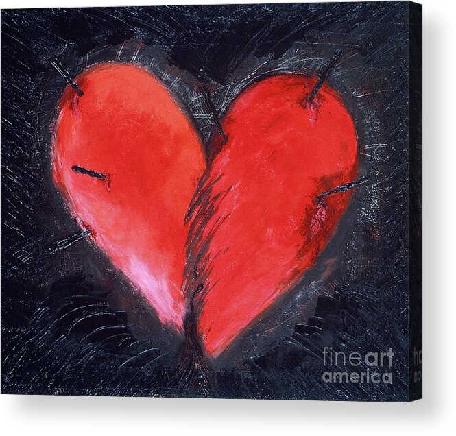 Heart Acrylic Print featuring the painting Wounded Heart by Karen Francis