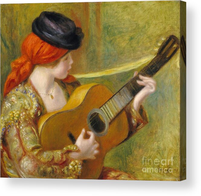 Music Acrylic Print featuring the painting Young Spanish Woman with a Guitar by Pierre Auguste Renoir