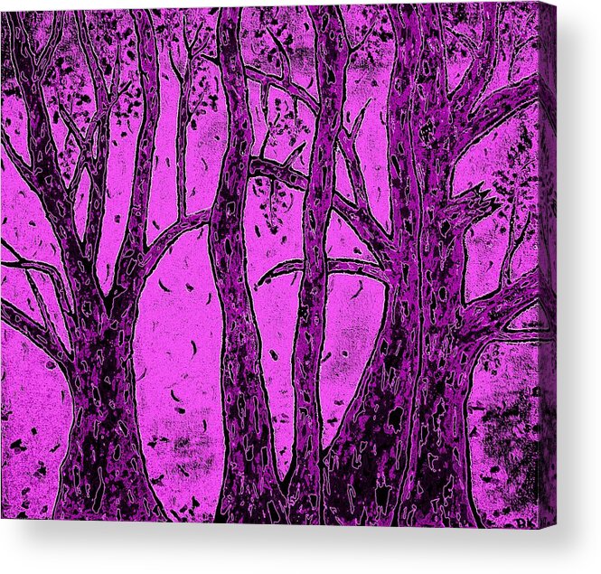 Leaves Acrylic Print featuring the digital art Falling Leaves Purple by Ron Kandt