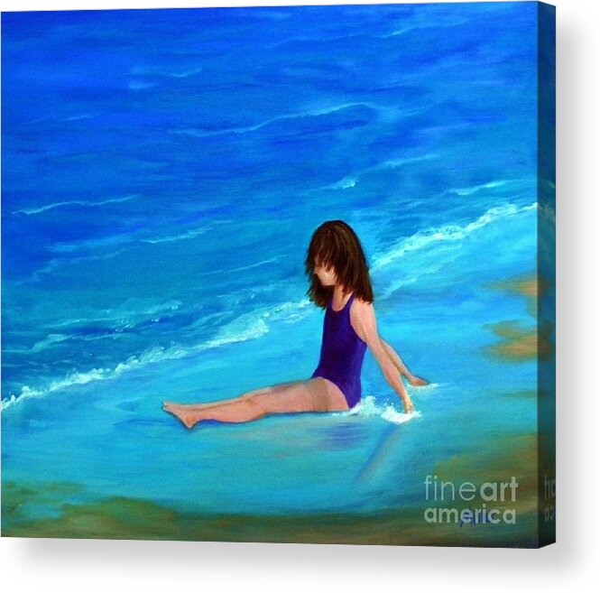 Little Girl Acrylic Print featuring the painting Gentle Waves #1 by Peggy Miller
