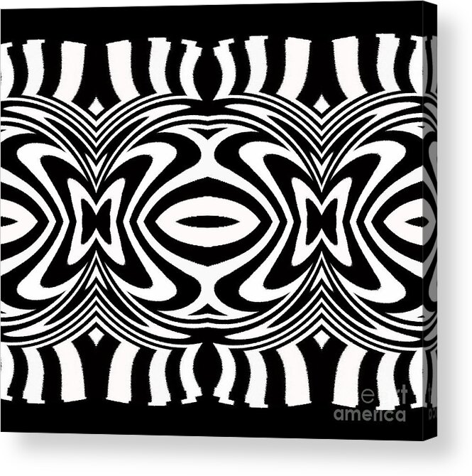 Abstract Geometric Acrylic Print featuring the digital art Pattern Black White Geometric Art No.296. by Drinka Mercep