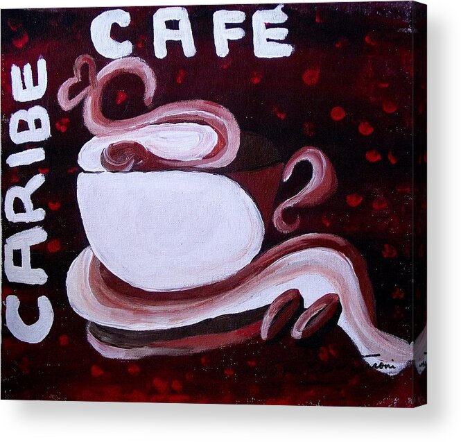 Coffee Canvas Print Acrylic Print featuring the painting Caribe Cafe by Jayne Kerr 