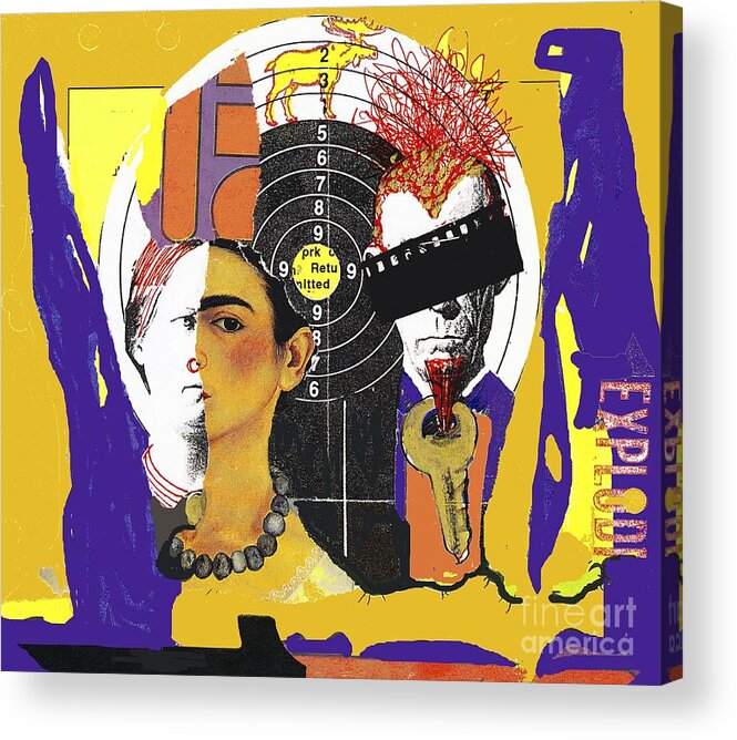 Collage Acrylic Print featuring the mixed media Collage Frida by Bill Thomson
