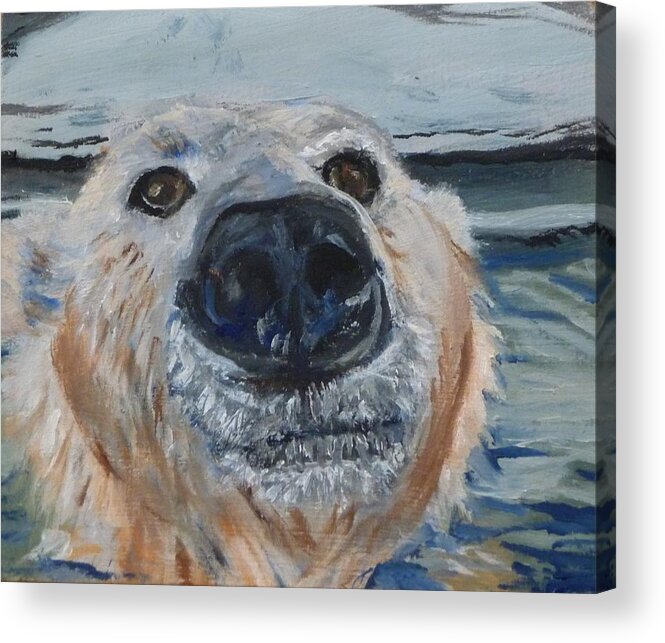 Polar Bear Acrylic Print featuring the painting Ed as a Polar Bear by Jessmyne Stephenson