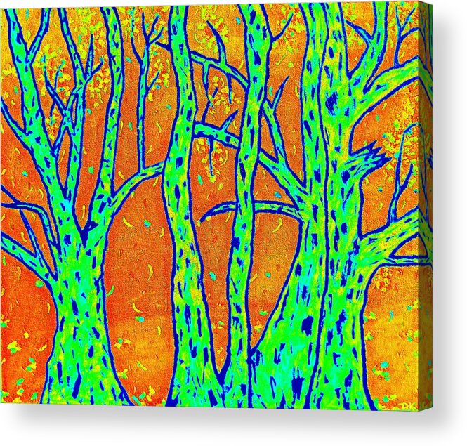 Leaves Acrylic Print featuring the digital art Falling Leaves Invert by Ron Kandt
