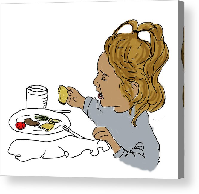  Acrylic Print featuring the drawing Harper Eating by Daniel Reed
