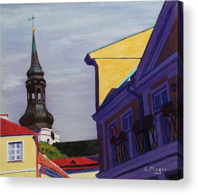 Painting Acrylic Print featuring the painting In the Heart of Tallinn by Alan Mager