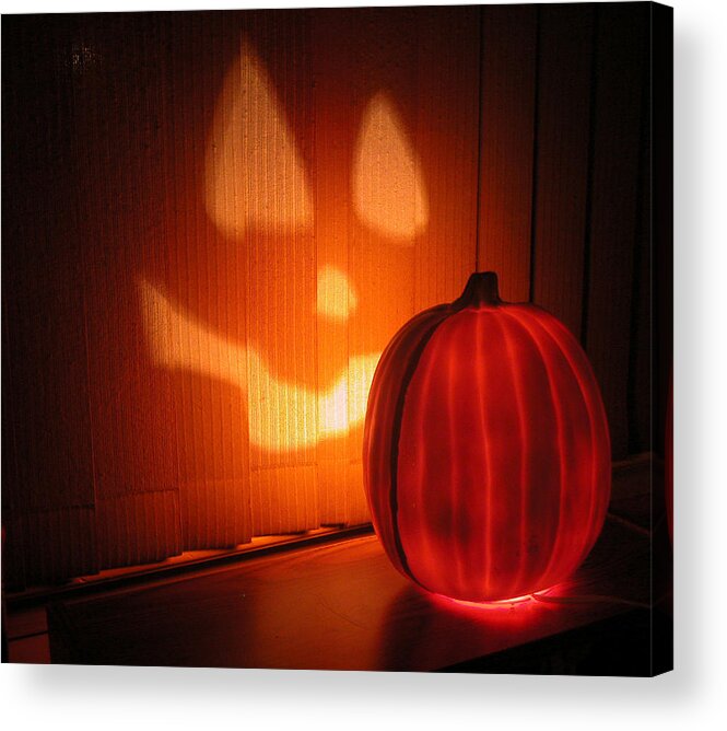 Halloween Acrylic Print featuring the photograph Jacko Pumpkin by Cathy Kovarik