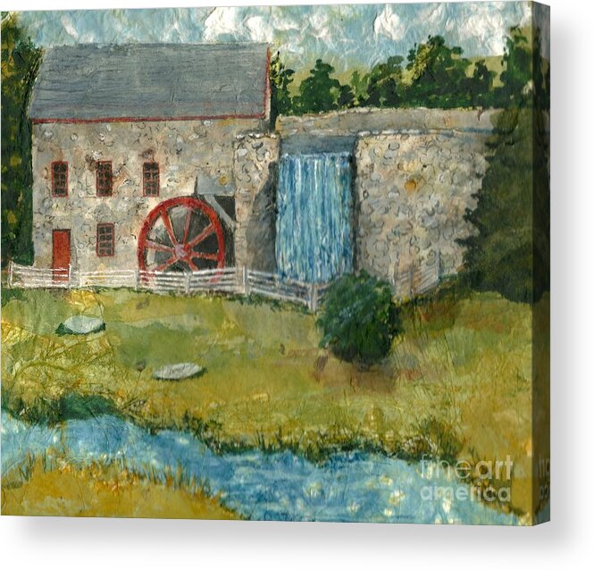 Gristmill Acrylic Print featuring the painting Pepperidge Farm Gristmill by Lynn Babineau