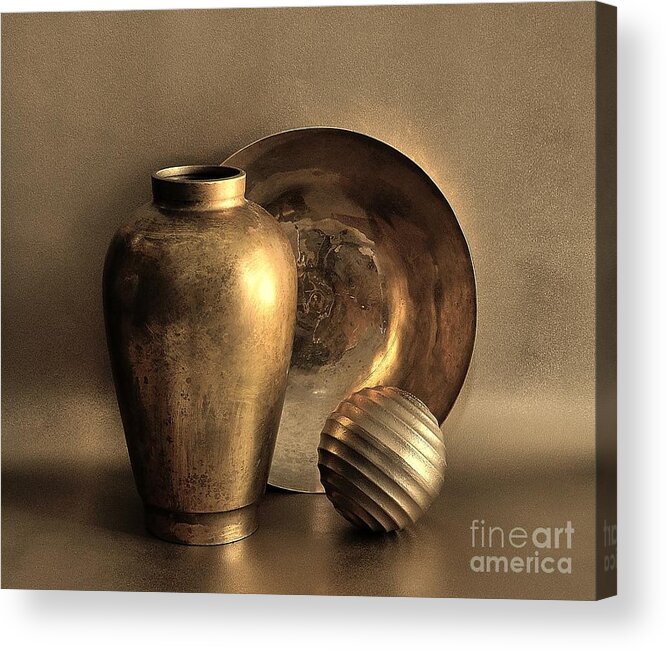 Vase Acrylic Print featuring the photograph Still Life In Gold by Mark Fuller