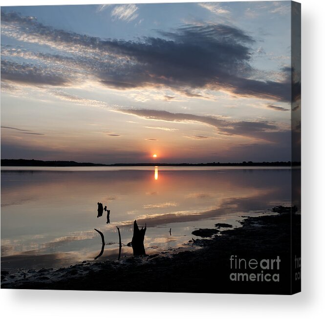 Prairie Sunset Acrylic Print featuring the photograph Sunset over Lovewell Lake by Art Whitton